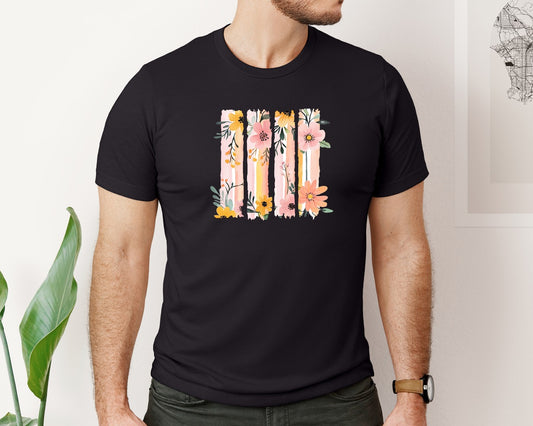 Boho Wildflowers Floral Brushstroke Graphic T-Shirt