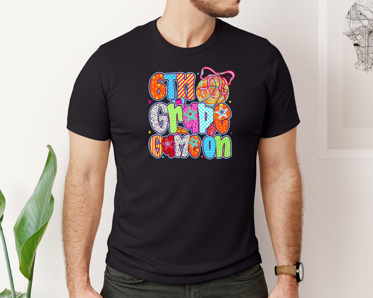 brand:Bella Canvas|color:Black|Retro Back To School Sport Graphic T-Shirt