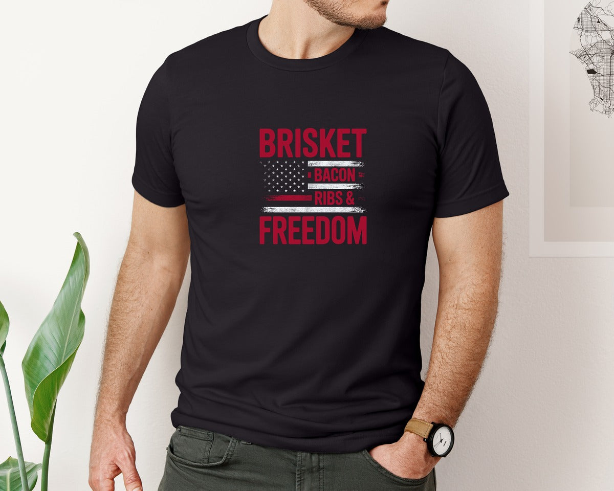 brand:Bella Canvas|color:Black|Brisket Bacon Ribs Graphic T-Shirt