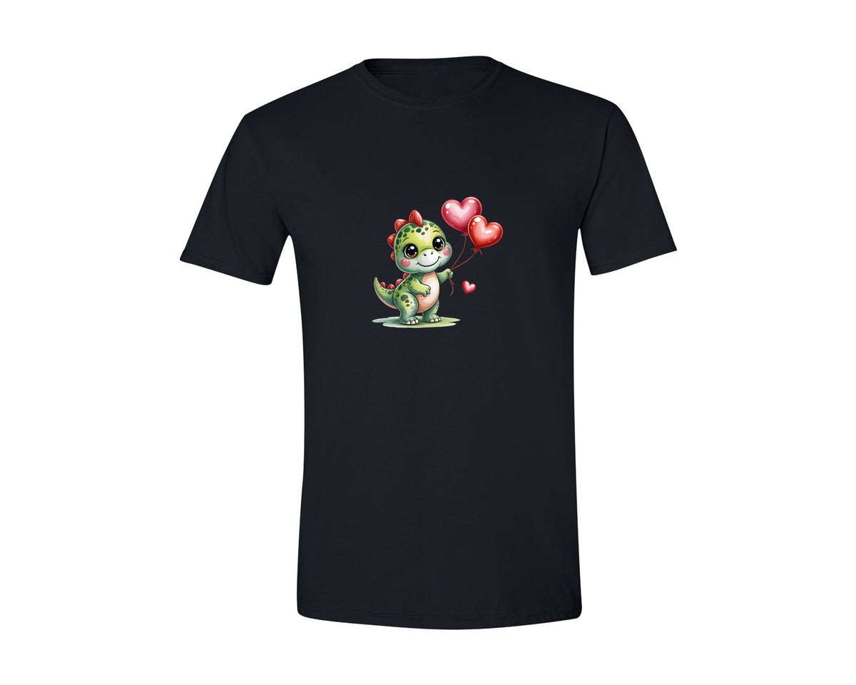 brand:Generic|color:Black|Watercolor Valentines Day T Rex 31 Graphic T-Shirt