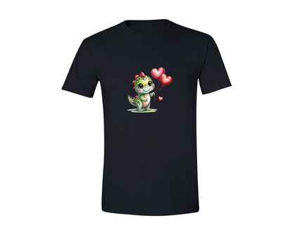brand:Generic|color:Black|Watercolor Valentines Day T Rex 31 Graphic T-Shirt