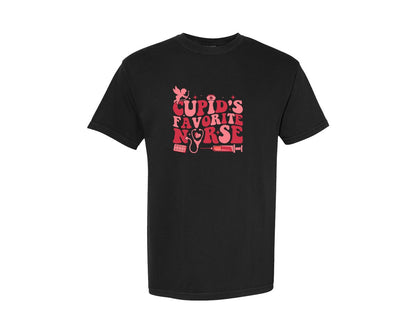 brand:Comfort Colors|color:Black|Nurse Love Valentines Day T Shirt Graphic T-Shirt