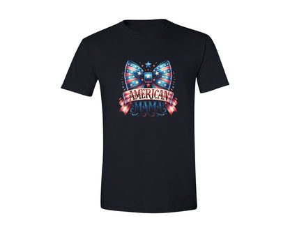 brand:Generic|color:Black|Coquette Bow American Mama Graphic T-Shirt