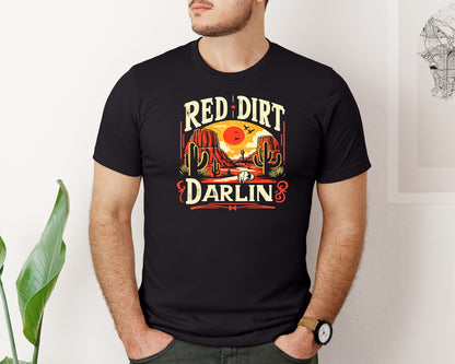 brand:Bella Canvas|color:Black|Red Dirt Country Music Western Graphic T-Shirt