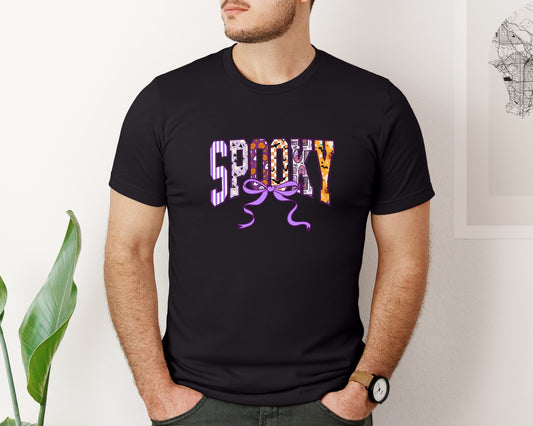 Spooky Halloween Varsity Coquette Graphic T-Shirt