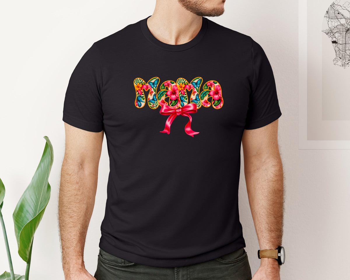 brand:Bella Canvas|color:Black|Spring Floral Mama Floral Mama 3 Graphic T-Shirt