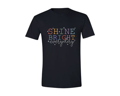 brand:Generic|color:Black|Shine Bright Everyday Positive Vibes Graphic T-Shirt