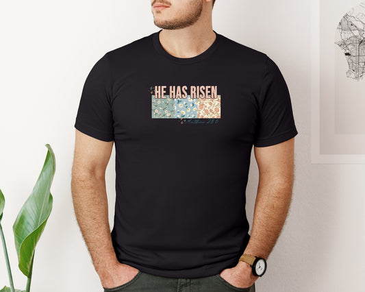 Floral Christian Easter Patchwork Graphic T-Shirt