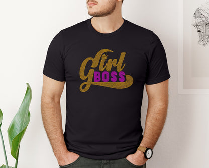 brand:Bella Canvas|color:Black|Girl Boss Rhinestone Templates 3 Graphic T-Shirt