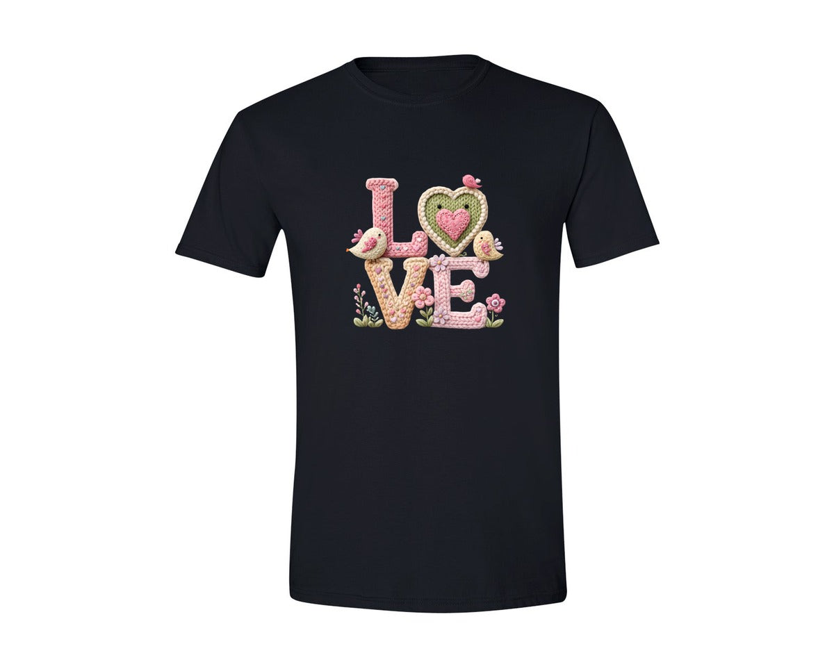 brand:Generic|color:Black|Valentine Love Crochet Graphic T-Shirt