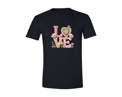 brand:Generic|color:Black|Valentine Love Crochet Graphic T-Shirt