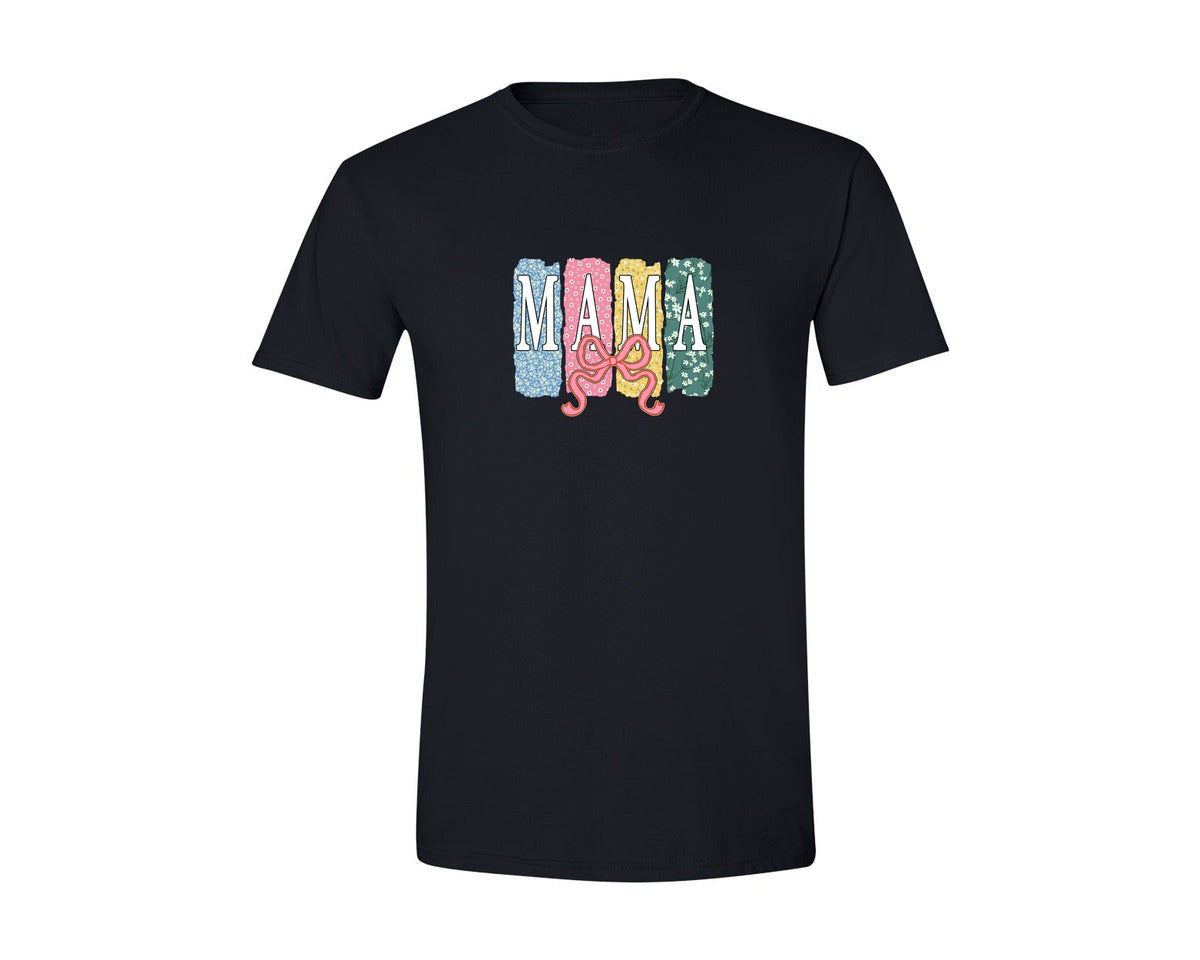 brand:Generic|color:Black|Brushstroke Floral Mama Coquette Graphic T-Shirt