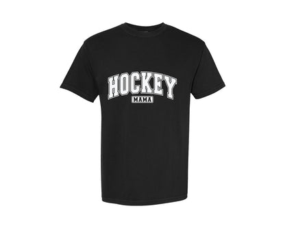 brand:Comfort Colors|color:Black|Hockey Mama Hockey Mom Varsity Graphic T-Shirt