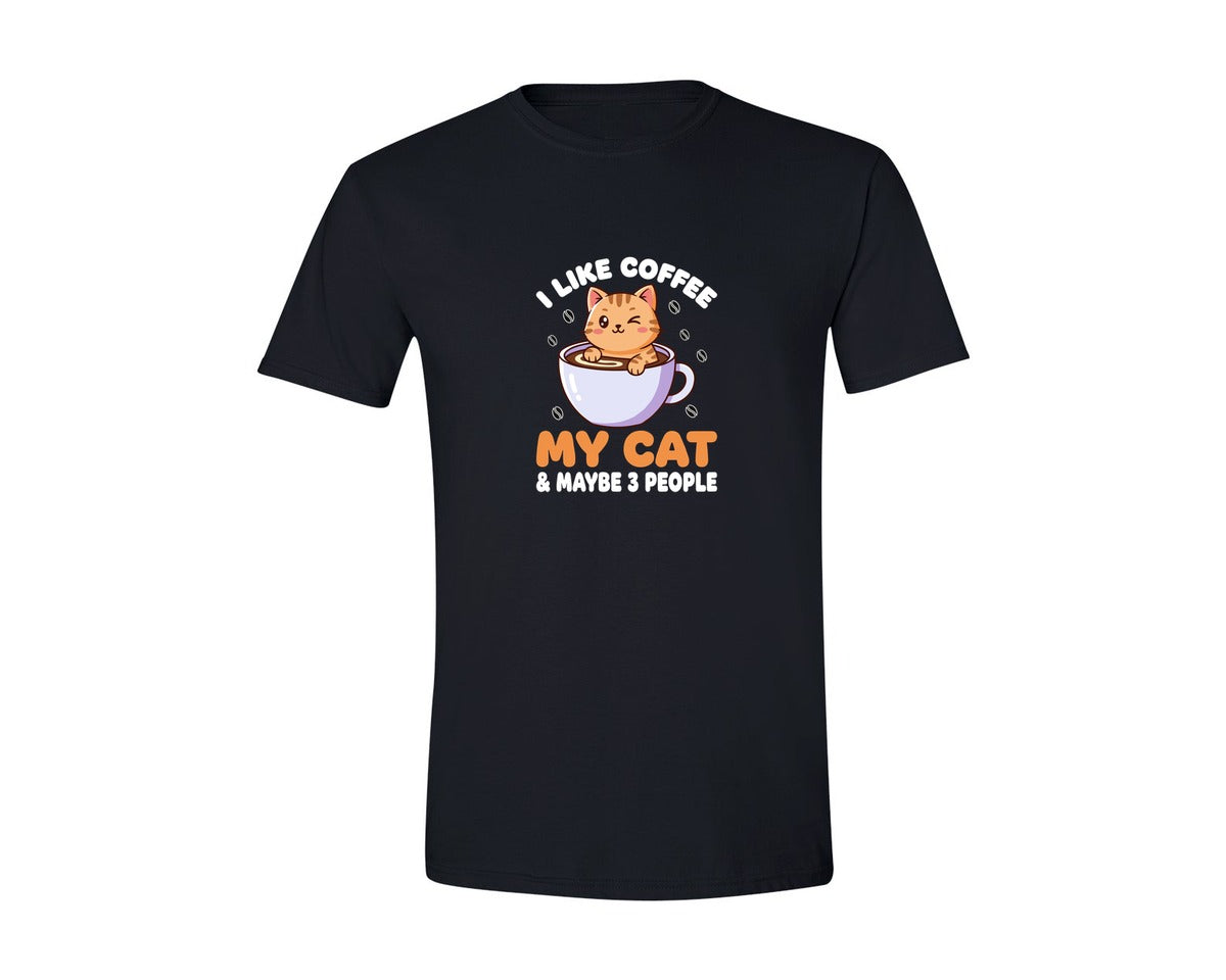 brand:Generic|color:Black|Funny Cat And Coffee Lover T Shirt Graphic T-Shirt
