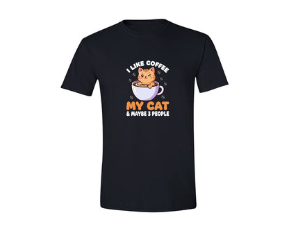 brand:Generic|color:Black|Funny Cat And Coffee Lover T Shirt Graphic T-Shirt