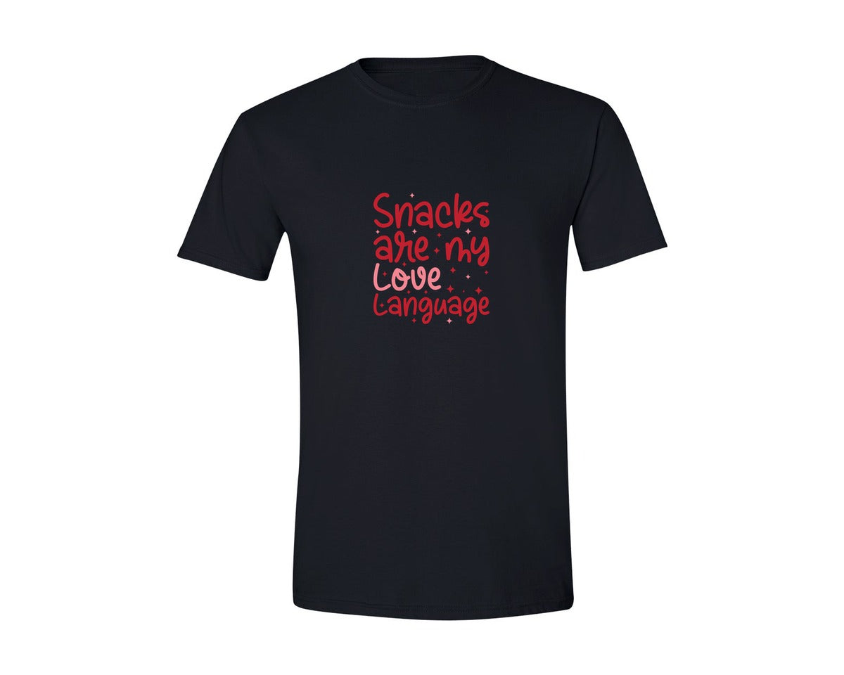 brand:Generic|color:Black|Snacks Are My Love Language 9 Graphic T-Shirt