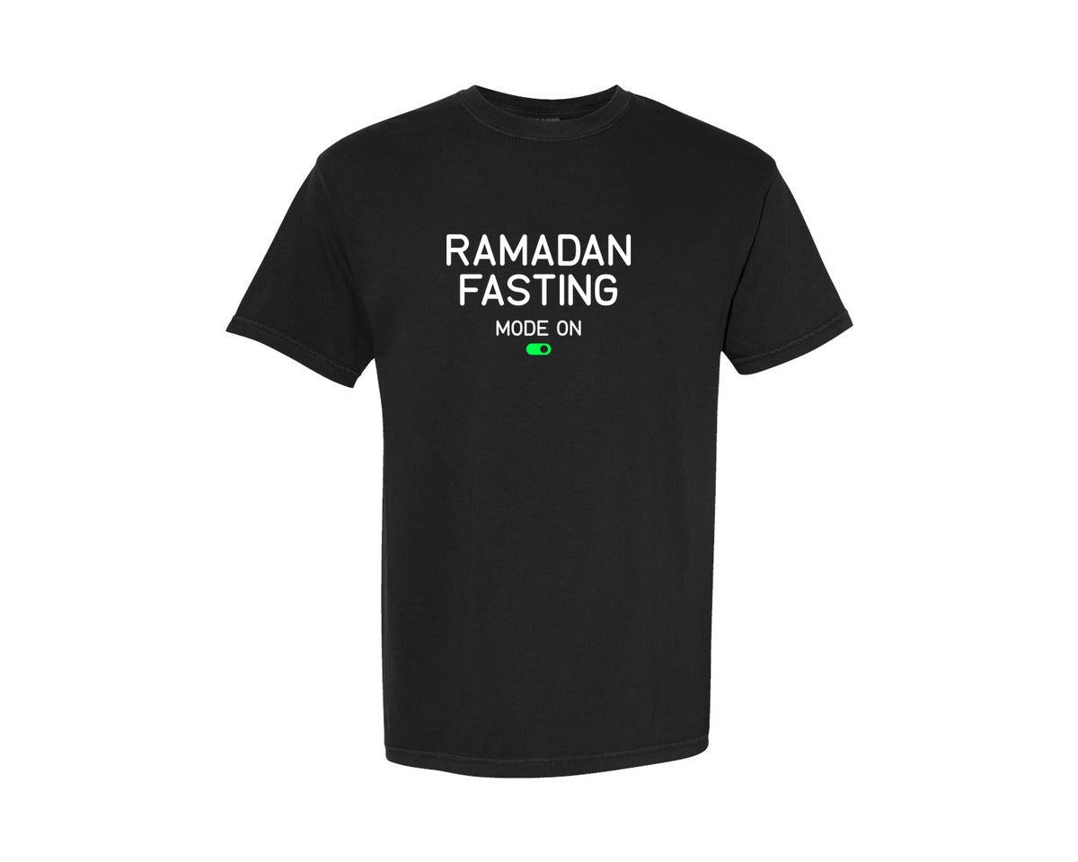 brand:Comfort Colors|color:Black|Ramadan Fasting Mode On Ramadan Typogra Graphic T-Shirt