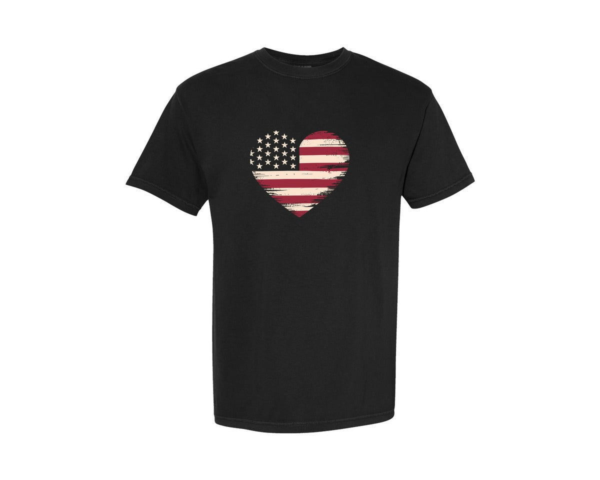 brand:Comfort Colors|color:Black|Retro America Love Flag Graphic T-Shirt