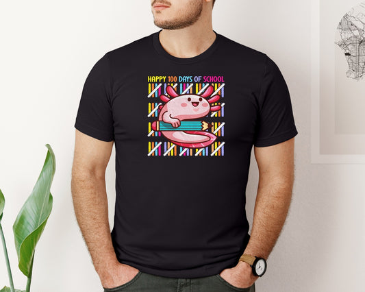 Cute Kawaii Axolotl 100 Days Of School Graphic T-Shirt