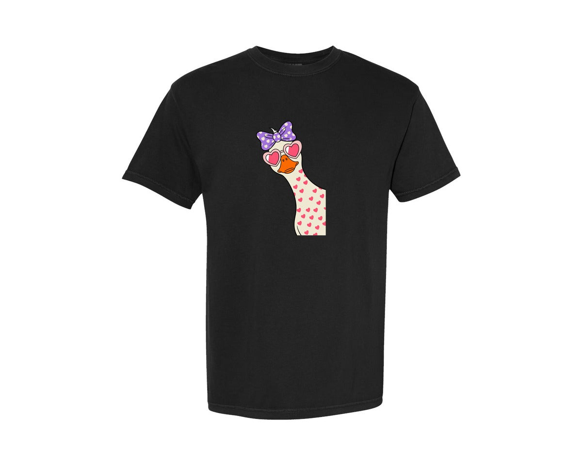 brand:Comfort Colors|color:Black|Retro Valentine Goose Funny Goose Graphic T-Shirt
