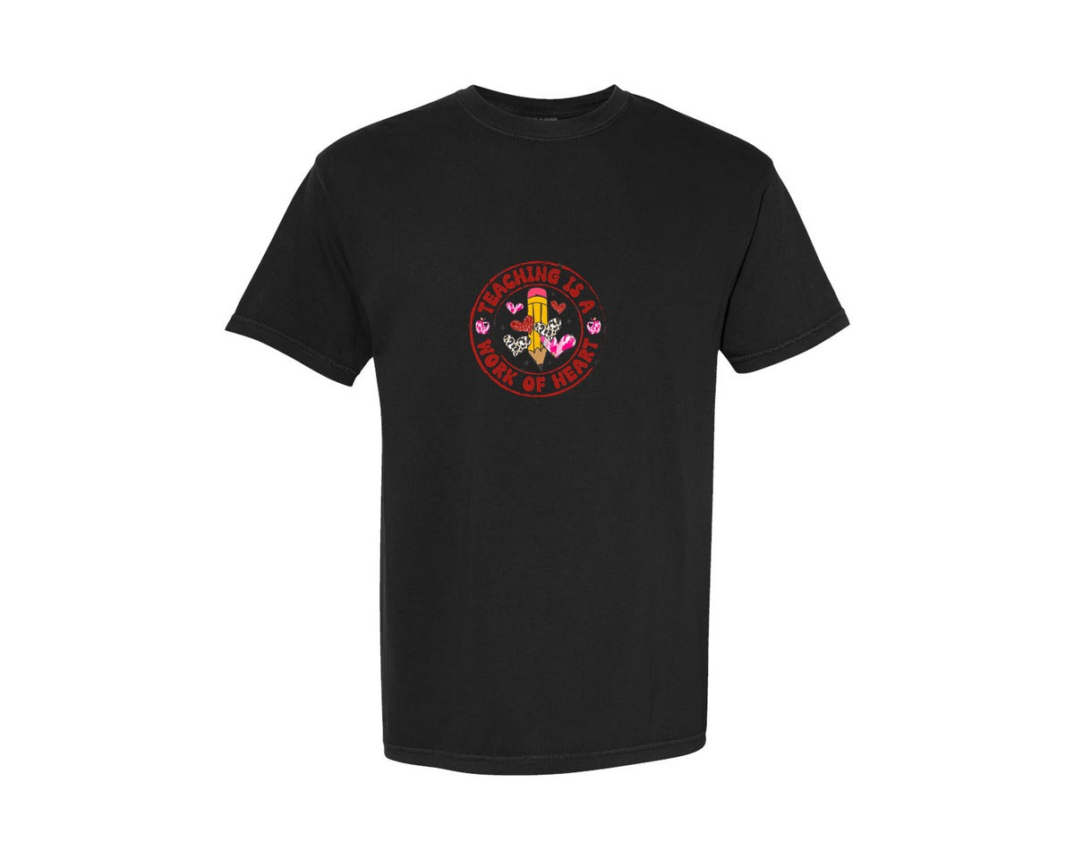 brand:Comfort Colors|color:Black|Valentine Teacher Coquette Pencil 4 Graphic T-Shirt