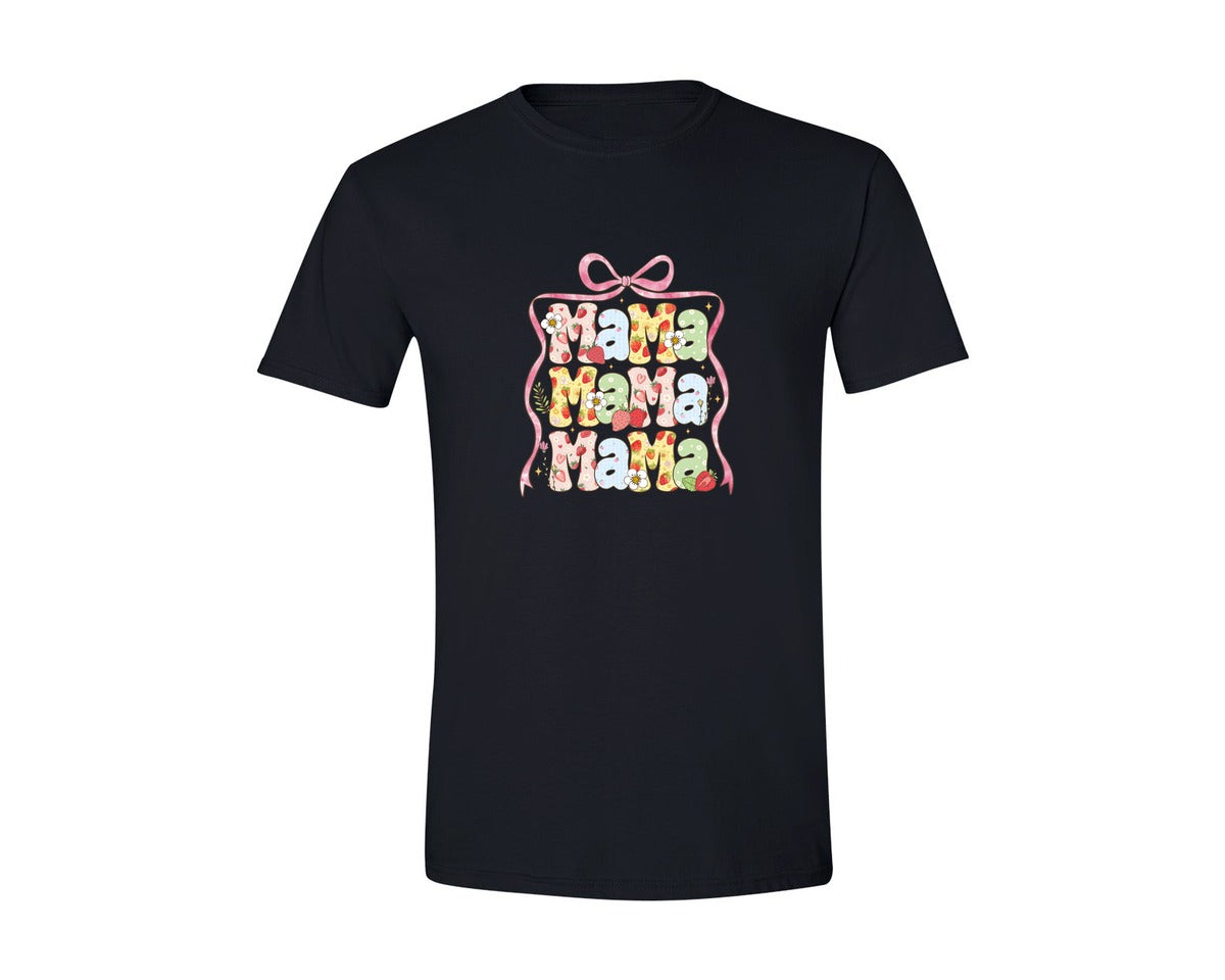 brand:Generic|color:Black|Strawberry Floral Mama Cute Spring Graphic T-Shirt