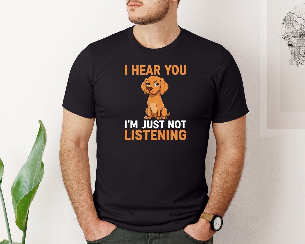 brand:Bella Canvas|color:Black|Cute Puppy Not Listening Funny T Shirt Graphic T-Shirt