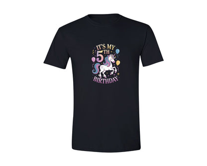 brand:Generic|color:Black|Kids Its My 5Th Birthday Unicorn Shirt 2 Graphic T-Shirt