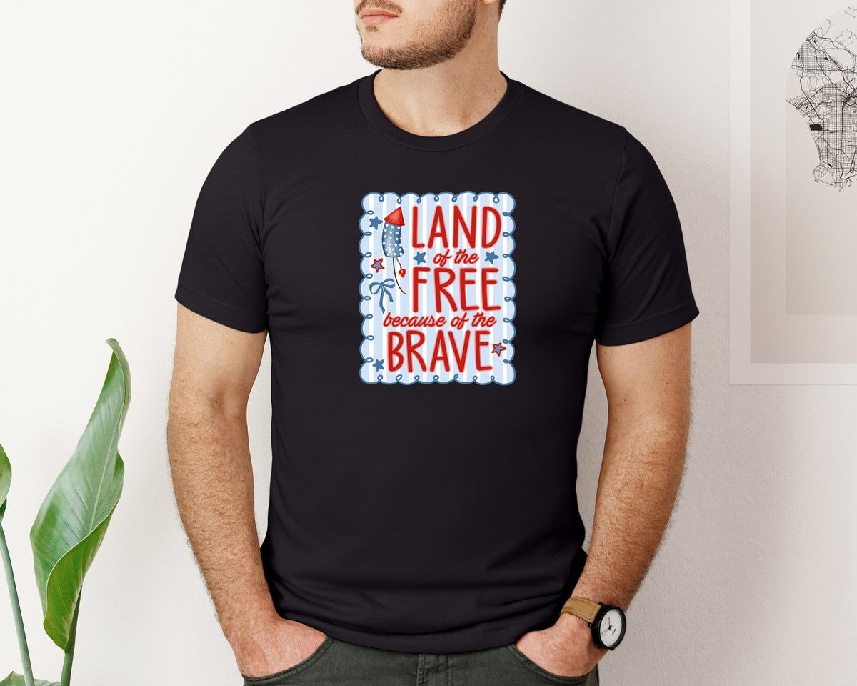 brand:Bella Canvas|color:Black|Land Of The Free Coquette 4Th July Graphic T-Shirt