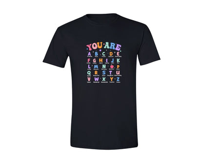 brand:Generic|color:Black|You Are Abc Alphabet Positive Words Graphic T-Shirt