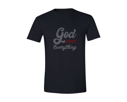 brand:Generic|color:Black|Rhinestone Template God Over Everything 2 Graphic T-Shirt