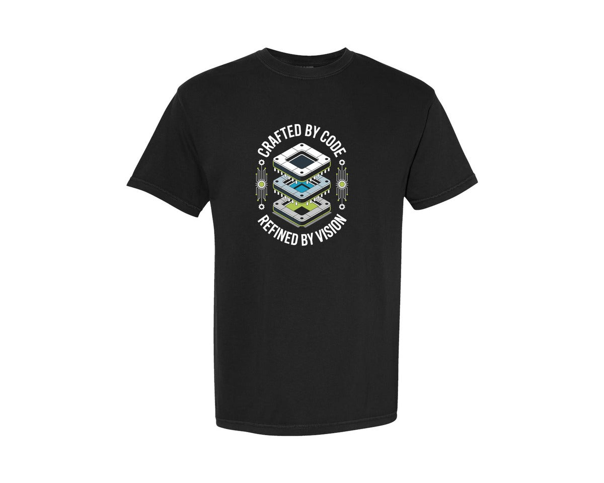 brand:Comfort Colors|color:Black|Crafted By Code Refined By Vision Graphic T-Shirt