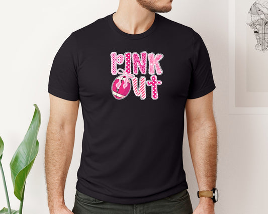 Pink Out Football Game Day Cancer Graphic T-Shirt