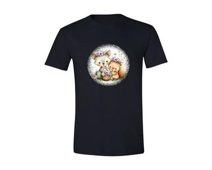 brand:Generic|color:Black|Couple Animals Round Tshirt 29 Graphic T-Shirt