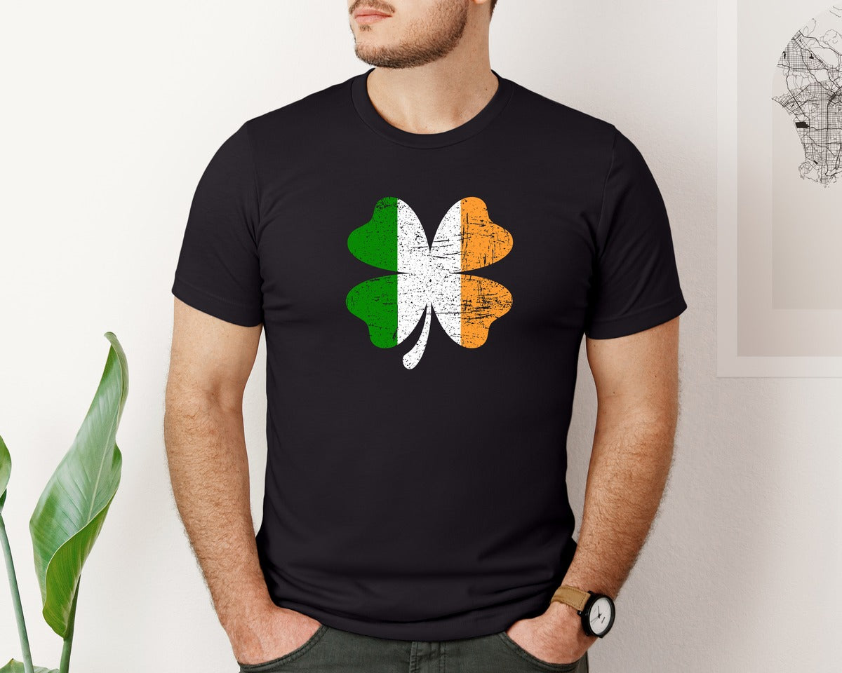 brand:Bella Canvas|color:Black|Irish Flag Shamrock St Patricks Design Graphic T-Shirt