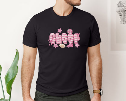 brand:Bella Canvas|color:Black|Crochet Cheer Season Graphic T-Shirt