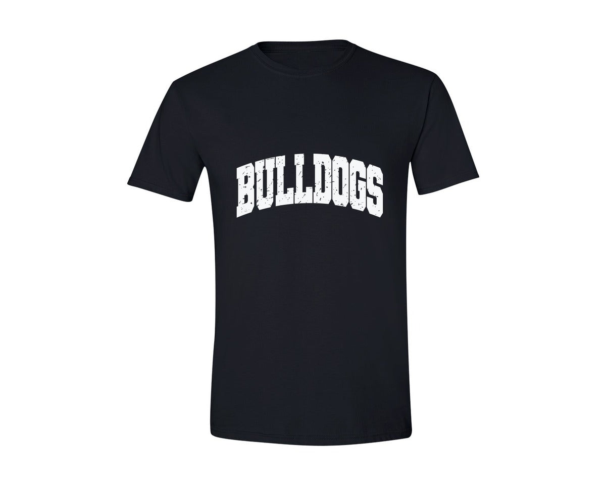 brand:Generic|color:Black|Retro Bulldogs Distressed Bulldog Graphic T-Shirt