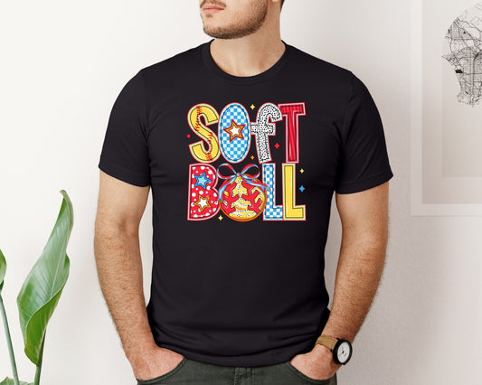 Retro Softball Coquette Pngsoftball Graphic T-Shirt