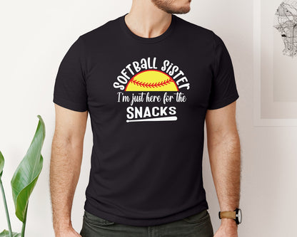 brand:Bella Canvas|color:Black|Softball Sister Baseball Sis Design Graphic T-Shirt
