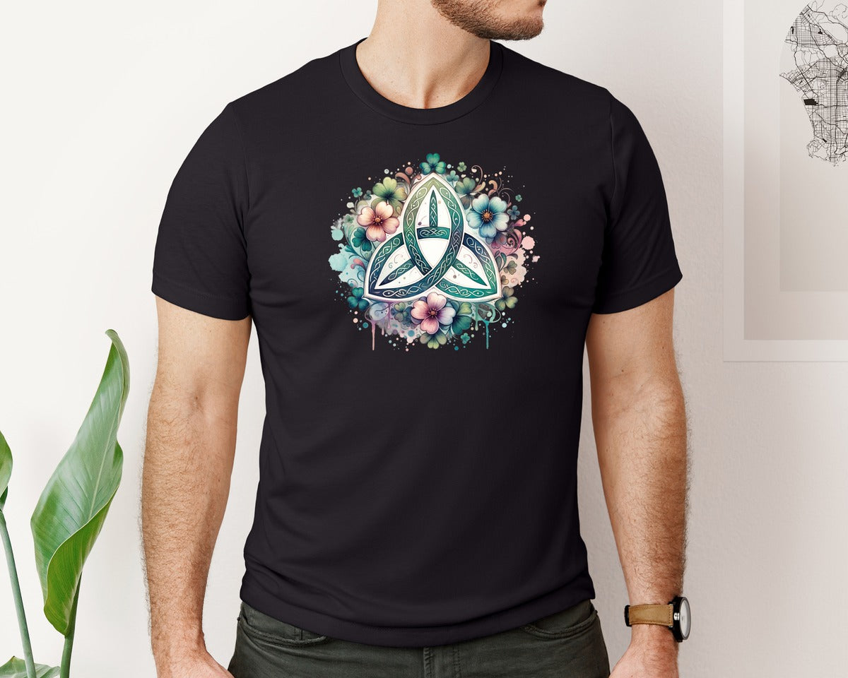 brand:Bella Canvas|color:Black|St Patricks Celtic Triquetra Graphic T-Shirt