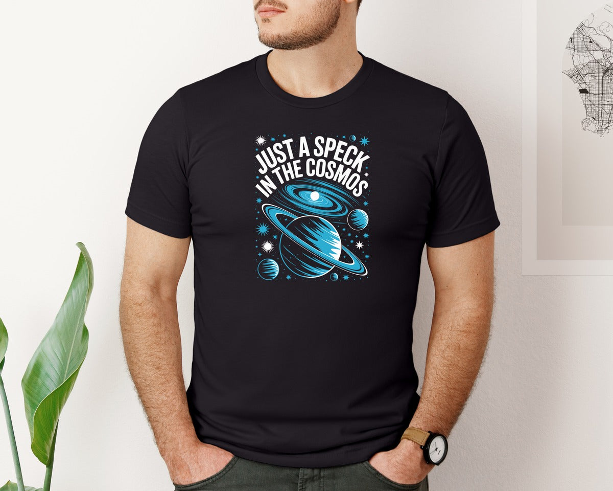 brand:Bella Canvas|color:Black|Just A Speck In The Cosmos Design Graphic T-Shirt