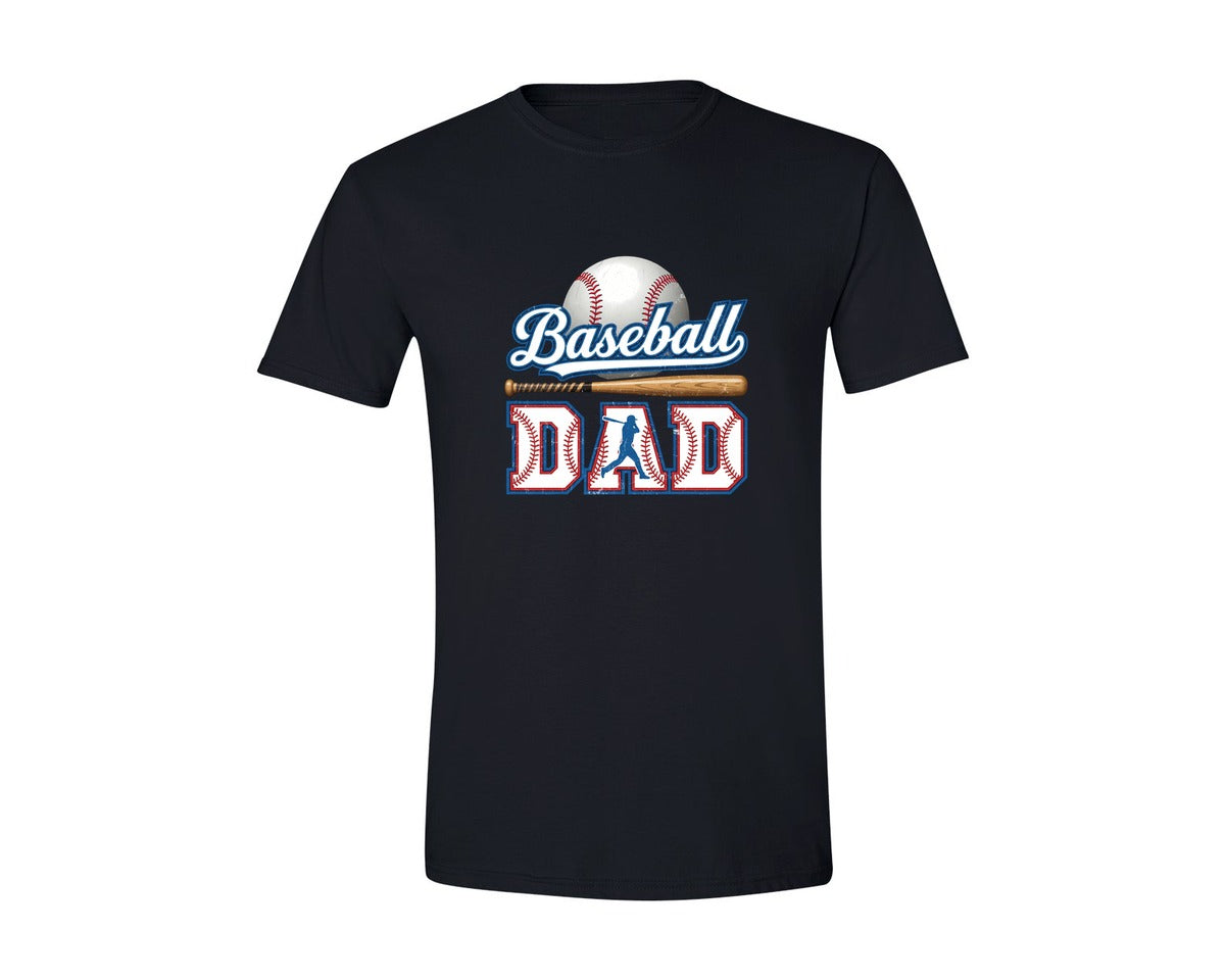 brand:Generic|color:Black|Baseball Dad Distressed Sports Graphic T-Shirt
