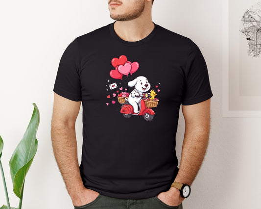 Valentine Cartoon Dog Love Tshirt Graphic T-Shirt
