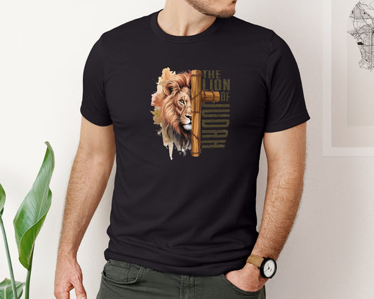 Jesus Lion Of Judah Lion And Cross Graphic T-Shirt