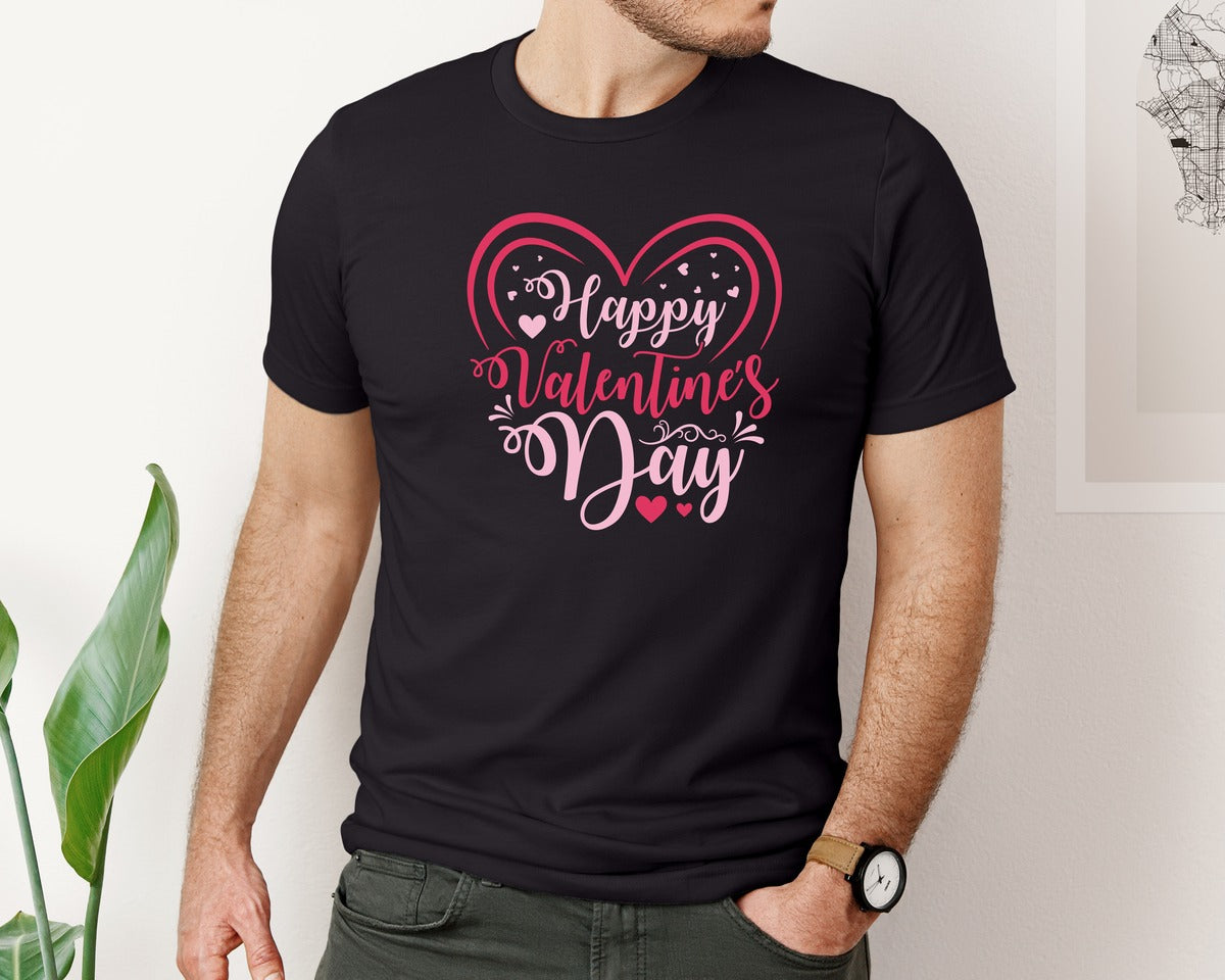 brand:Bella Canvas|color:Black|Happy Valentines Day Quote Design 6 Graphic T-Shirt