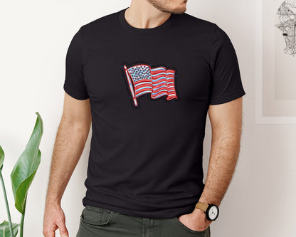 brand:Bella Canvas|color:Black|4Th Of July American Flag Graphic T-Shirt