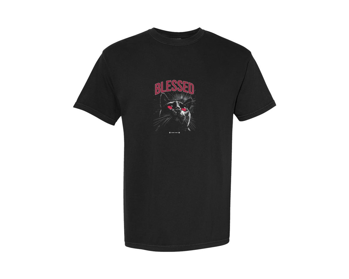 brand:Comfort Colors|color:Black|Blessed Cat Retro Streetwear Vintage Graphic T-Shirt