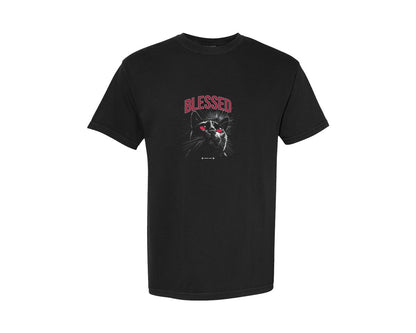 brand:Comfort Colors|color:Black|Blessed Cat Retro Streetwear Vintage Graphic T-Shirt