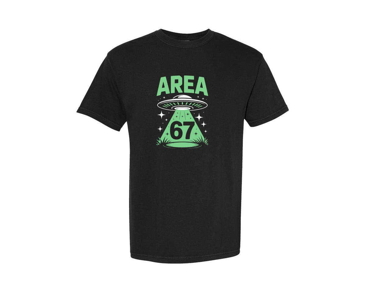 brand:Comfort Colors|color:Black|Area 67 Ufo Alien School File Graphic T-Shirt