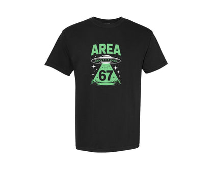brand:Comfort Colors|color:Black|Area 67 Ufo Alien School File Graphic T-Shirt